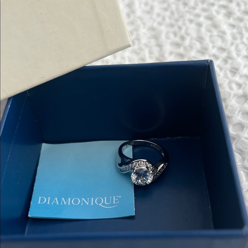 Diamonique Silver Ring with crystal - QVC